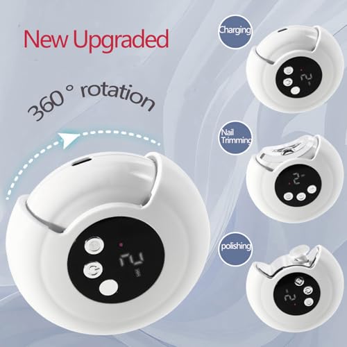 JAYIKA 3-in-1 Electric Nail Clippers,Purple, 360° Rotation, 3-speeds, polishing Automatic Nail Clippers,with Nail Chip Storage, LED Light,Rechargeable Safety Trimmer for Baby, Adult