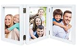 LAZYKITTY 3 Picture Frame 4x6 White - Reinforced MDF, Real Glass Faces, Stainless Steel Hinged, Mult