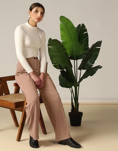 Image of SIRIL Women's Polyester Solid Regular Fit Trouser Pant for Office, College & Events Formal Casual Daily Use