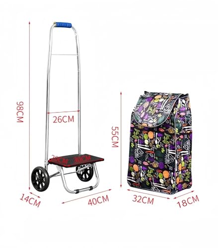 Carro de Compras Plegable con Ruedas, Carro liviano con Ruedas giratorias(F)
