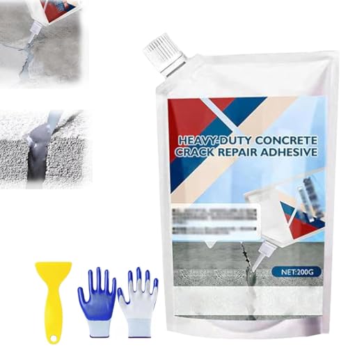 Heavy-Duty Concrete Crack Repair Adhesive,Quick-Drying Grouting Adhesive,Cement Crack Filler,Sealer Outdoor Waterproof,for Home Repairs (Gray, 200ml)