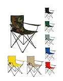 Jardin202 - Silla de Camping Plegable de Acero con Reposabrazos y Funda con Asas- 80x80x50 cm, Resistente al Agua - Ideal para Exterior | Unidad (Militar)