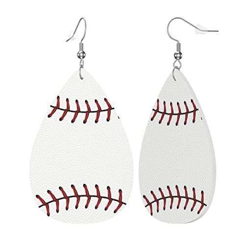 Baseball Earrings Faux Leather Teardrop Dangle Earrings Drop Leaf Earrings For Women Girls Teen #TOP1