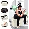 DocSafe Storage Ottoman with Lock,Fireproof&Waterproof 17 Inches Folding Storage Box with Handles Safe for Important Documents,Leather Storage Ottoman Storage Chest for Living Room,Bedroom,Beige
