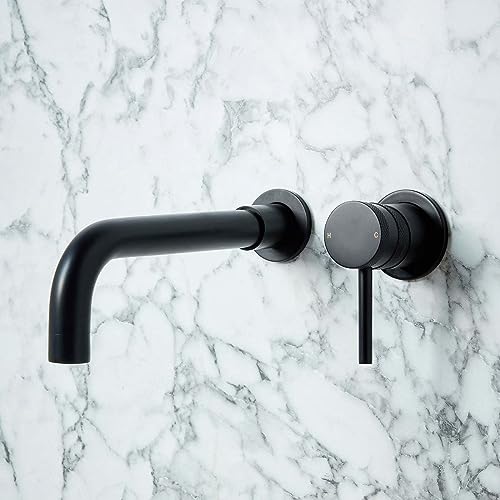 Image of Apres Wall Mounted Basin Mixer or Bath Filler Matt Black | Wall Mounted Bathroom Sink Tap | Wall Mounted Bath Filler Tap | Matt Black Finish | Noir Tap