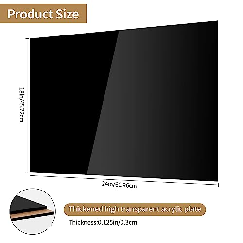 Image of Lesnlok 18 x 24 Black Acrylic Sheet 2 Pieces Black Plexiglass Sheet 1 /8 inch Thick 3mm, DIY Materials for Home Decor, Handcraft, Painting, Photography,Switch Panel, Display Stand