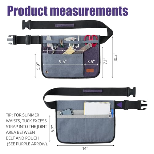 Paxiyu Garden Tool Belt for Men & Women, Denim Wide Adjustable 5-Pocket Waist Tool Apron - Heavy Duty Tool Pouch for Gardening, DIY, Carpenter, Woodworking, Painting, Seamstress, and Crafts (Purple) - Image 2