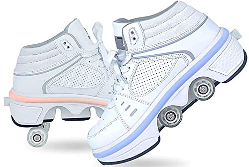 Roller Skates, Skating-Schuhe Für Männer Und Frauen Automatische Wanderschuhe Für Erwachsene Unsichtbare Riemenscheibenschuhe Skates Mit Zweireihigem Deform-Rad A,42 Cover