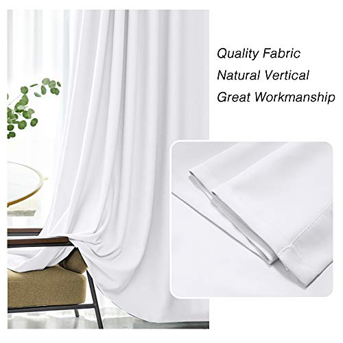Flamingo P Pure White Curtains 108 Inch Length Window Treatment Panels For Living Room Thermal Insulated Grommet Top Curtain Drapes (52 Inch Wide By 108 Inch Long 2 Panels) #TOP4