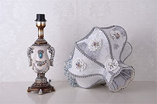 Best To Buy Classical Tiffany European Style Table Lamp,Retro Fabric Bedside Lamp Handmade Princess Victorian Style Creative Spherical Resin Lamp Body Desk Lamp #TOP5
