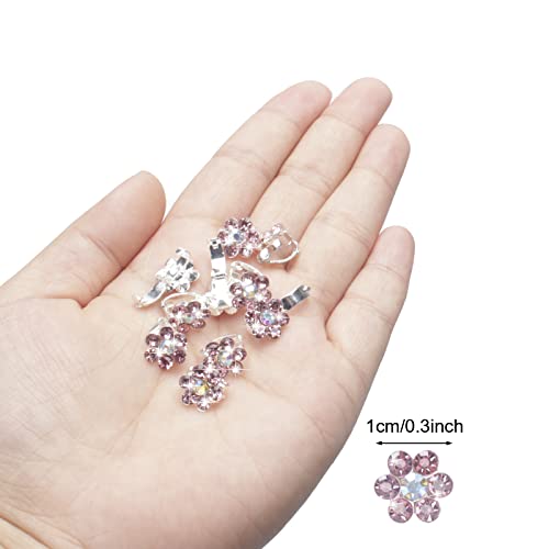Yission 20Pcs Mini Rhinestone Flower Hair Clips Cute Pink Hair Pins Small Decorative Hair Clips Wedding Hair Barrettes Bridal Hair Accessories For Girls Women #TOP5