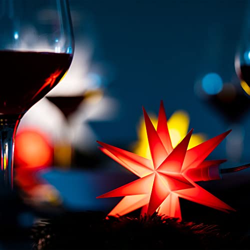 Preisvergleich Produktbild Novaliv Weihnachtsstern Dekostern / 12cm ROT / nur Innen / LED Lampe mit Batteriefach / Weihnachtsdeko Stern beleuchtet