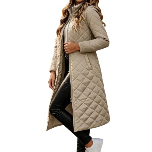 Quilted Jackets for Women Long Puffer Coats Longline Zip Up Puffer Jacket