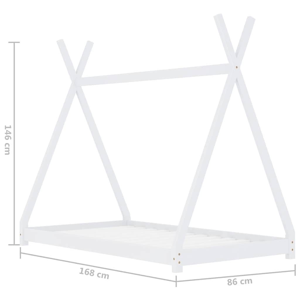 vidaXL Cadre de Lit Cabane Enfant 80x160 cm Bois de Pin Massif Blanc