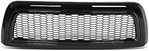 DNA MOTORING GRF-OH-010-T1 Glossy Black Badgeless Honeycomb Mesh Front Bumper Grille Guard Compatible with 10-18 Dodge Ram 2500 3500