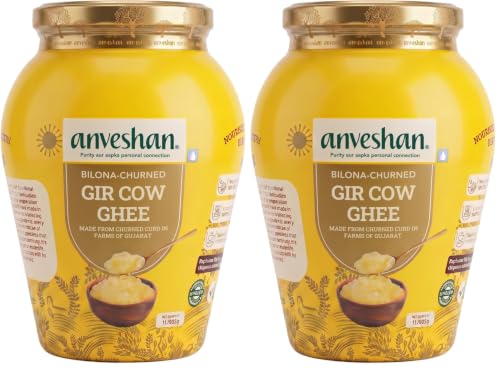 Image of Anveshan A2 Gir Cow Ghee Bilona Method 1Liter, Traditional Bilona Method, Cultured, Immunity Booster, Pure, Natural, Healthy, Fresh, Lactose And Gluten Free (Pack of 2)