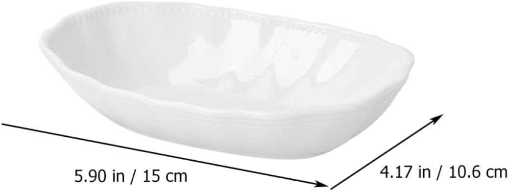 STOBAZA White Ceramic Baking Tray Multi-purpose Deep Bowl with Creative Elegant Design Not Easy to Leave Stains for Cheese Baking and Oven Use