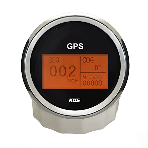 KUS Wasserdichter Geschwindigkeitsmesser, GPS, digital, mit Hintergrundbeleuchtung für Boot, Yacht, 85 mm, 9 – 32 V (schwarz)