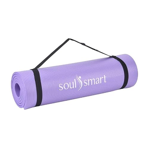 Foto von SOUL SMART von SHOP LC Yogamatte rutschfest NBR Trainingsmatte für Fitness, Pilates & Gymnastik, leichte Reisematte für zu Hause oder draußen mit Tragegurten, Stärke10 mm