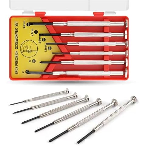 6PCS Mini Screwdriver Set, Mini Eyeglass Screwdriver Repair Kit, S2 Steel Tiny Precision Screwdriver Kit for Watch, Eyeglass, Sunglasses… (RED) Cover