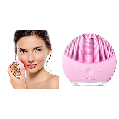 Image of FOREO UFO Full Facial LED Face Mask Treatment, Red Light Therapy Face Care, Korean Skincare, Pearl Pink & Luna Mini 2 Facial Cleansing Brush | Travel Accessories | Face Massager Electric | Pearl Pink