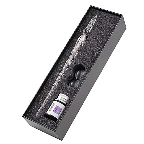 Fashiono Crystal Glass Dip Fountain Pen Ink Holder Set