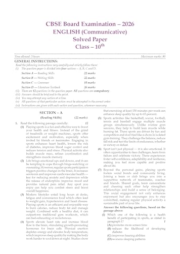 Image of Oswaal CBSE Class 10 English Communicative Question Bank | Chapter & Topic-wise Solved Papers (2017-2026) | Based on Syllabus (April 2026) | Includes 2026 Papers | For 2027 Exam