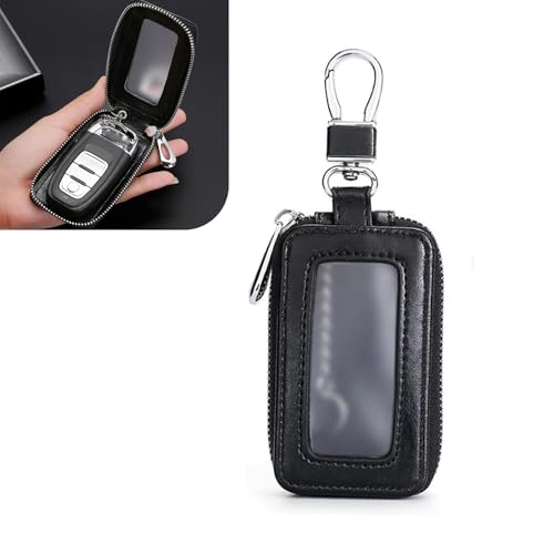 leechio 1 PC Car Remote Control Zip Key Bag, Metal + PU Leat