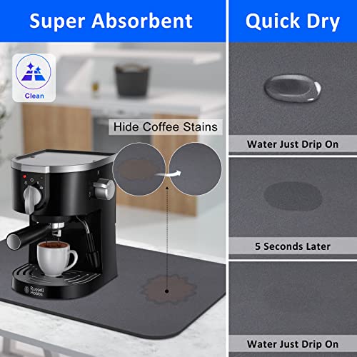 FUMAX Coffee Mat, Absorbent Hide Stain Anti-Slip Bar Mat for Countertop, Coffee Bar Accessories for Espresso Machine Coffee Maker - Thumbnail 2