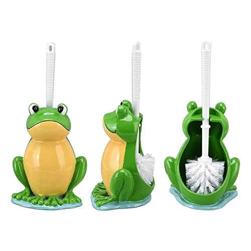 Image of Toilet Brush with Ventilated Drying Holder,Flexible Toilet Bowl Brush Head with Silicone Bristles,Frog Shaped Toilet Brush, Compact Size Toilet Brush with Holder for Storage and Organization