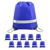 BeeGreen Royal Blue Drawstring Backpack 10 Pieces Wholesale, String Backpack for Party Gym Sport Tri