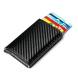 Carteira Slim Futuro RFID Porta Cartões Antifurto Preta Tecnologia Fibra de Carbono Design Moderno Compacta Masculina Segurança NFC Contactless