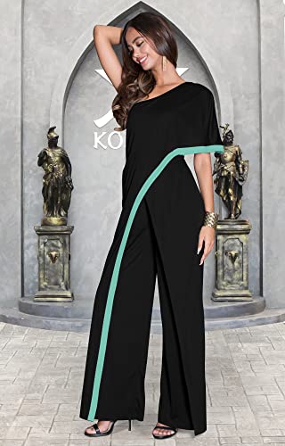 Image of KOH KOH Womens 2026 One Off Shoulder Asymmetric Long Pant Jumpsuit Romper