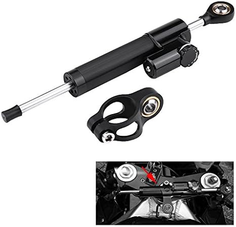 Universal Steering Damper, Motorcycle Steering Damper Stabilizer Linear Reversed Safety Control With Mounting Bracket Shock spring