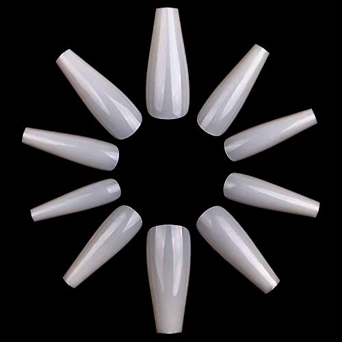 Coffin Acrylic Nails,E EVEBYRA 600pcs Natural Ballerina Fake Nails Long Full Cover False Nails 10 Sizes