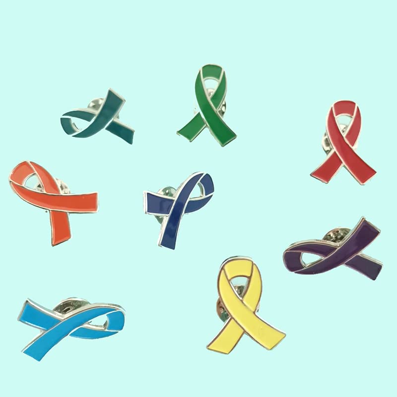 Image of 100Pcs Dark Blue Ribbon Awareness Pins Colon Cancer Awareness Rectal Cancer Awareness Enamel Lapel brooches Pins