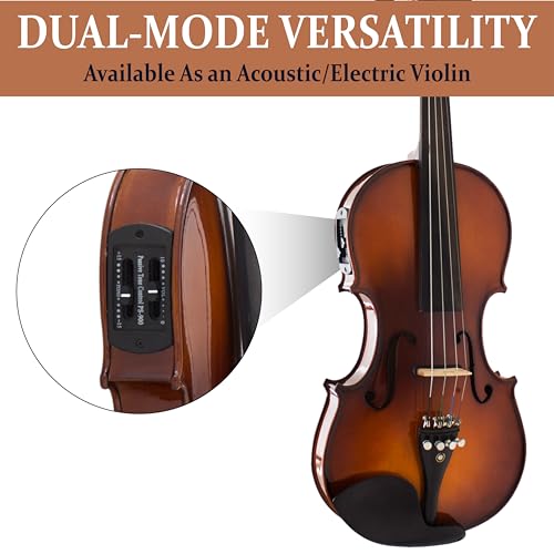 Cecilio 4/4 Acoustic Electric Violin, Solid Spruce Top, Antique Varnish by Cecilio - Image 5