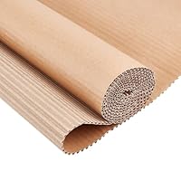 BENECREAT 2m x 35cm Braune Einseitige Wellpappe Rolle, Strapazierfähiges Wellpappe Verpackungspapier zum Verpacken, Versenden, Umziehen,DIY 2 mm dick