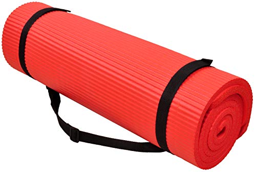 BalanceFrom All Purpose 1/2-Inch Extra Thick High Density Anti-Tear Exercise Yoga Mat and Knee Pad with Carrying Strap and Yoga Blocks, Red by Fitvids - Image 3
