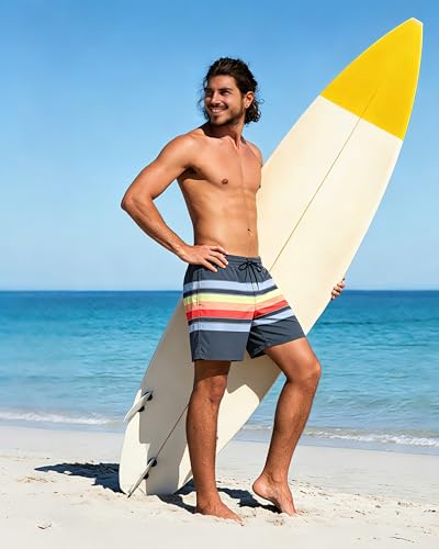 Image of SURF CUZ Mens Swim Trunks with Compression Liner Swim Shorts 7 inch Swimming Trunks Stretch 7 Inch Swim Suits Quick Dry