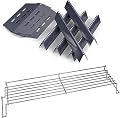 QuliMetal 17.5" Porcelain Steel Flavor Bars, Heat Deflector and Warming Rack for Weber Genesis 300 E310 E320 E330 S310 S330 (with Front Control Knobs)