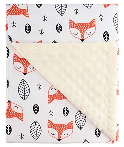 Image of Soft Plush Fox Baby Blanket for Boys Girls Unisex with Print Animal Pattern Double Layer Dotted Backing Bed Throws for Baby Crib Receiving for Newborns 30x40 Inches