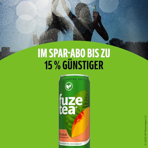 Fuze Tea Schwarzer Tee Pfirsich - Erfrischungsgetränk mit gebrühtem Schwarztee und Pfirsichgeschmack - Tee aus nachhaltigem Anbau - in Einweg Dosen (24 x 330 ml)