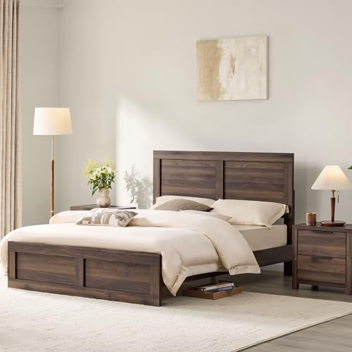 image for KISLOT 3 Pieces Bedroom Set, Queen Size Wood Platform Bed Frame and 2 