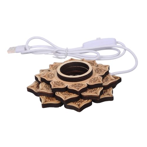 Yardenfun Base de Lámpara de Madera con Luz LED Integrada Soporte USB con Forma de para Bola de Cristal Esfera de Cristal y Figura Decorativa Base Anticaída para Exhibición Nocturna