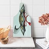 Ambesonne Japanese Cutting Board, Pattern of Classic Japanese Kabuto Custom Medieval Period, Decorative Tempered Glass Cutting and Serving Board, Wine Bottle Shape, Grey Vermilion Yellow