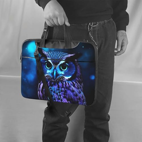Housse ordinateur portable antichoc et imperméable motif hibou bleu