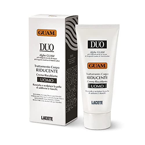 Guam Duo Crema reductora hidratante y reafirmante para el cuerpo para hombre con acción remodelante eficaz sobre abdominales y caderas, ingredientes naturales, fabricada en Italia, 200 ml