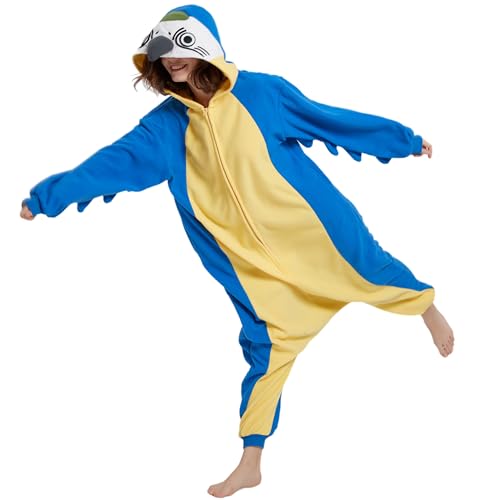 SAMGU Parrot Adult Onesie Halloween Christmas Animal Cosplay Costume One Piece Pajamas for Men Women X-Large