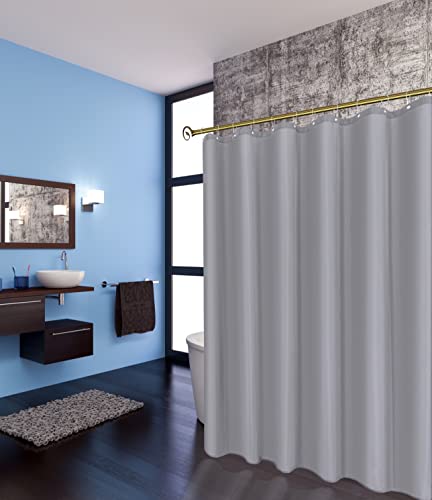 Biscaynebay Fabric Shower Curtain Short Stall Liners 72" Width By 65" Length, Silver Grey Water Resistant Bathroom Curtains, Rust Resistant Grommets Top Weighted Bottom Machine Washable #TOP2